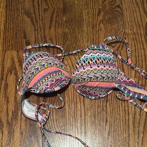 Victoria's Secret Neon Multi-Color Aztec Print Bikini Top - Pink, Blue, Yellow